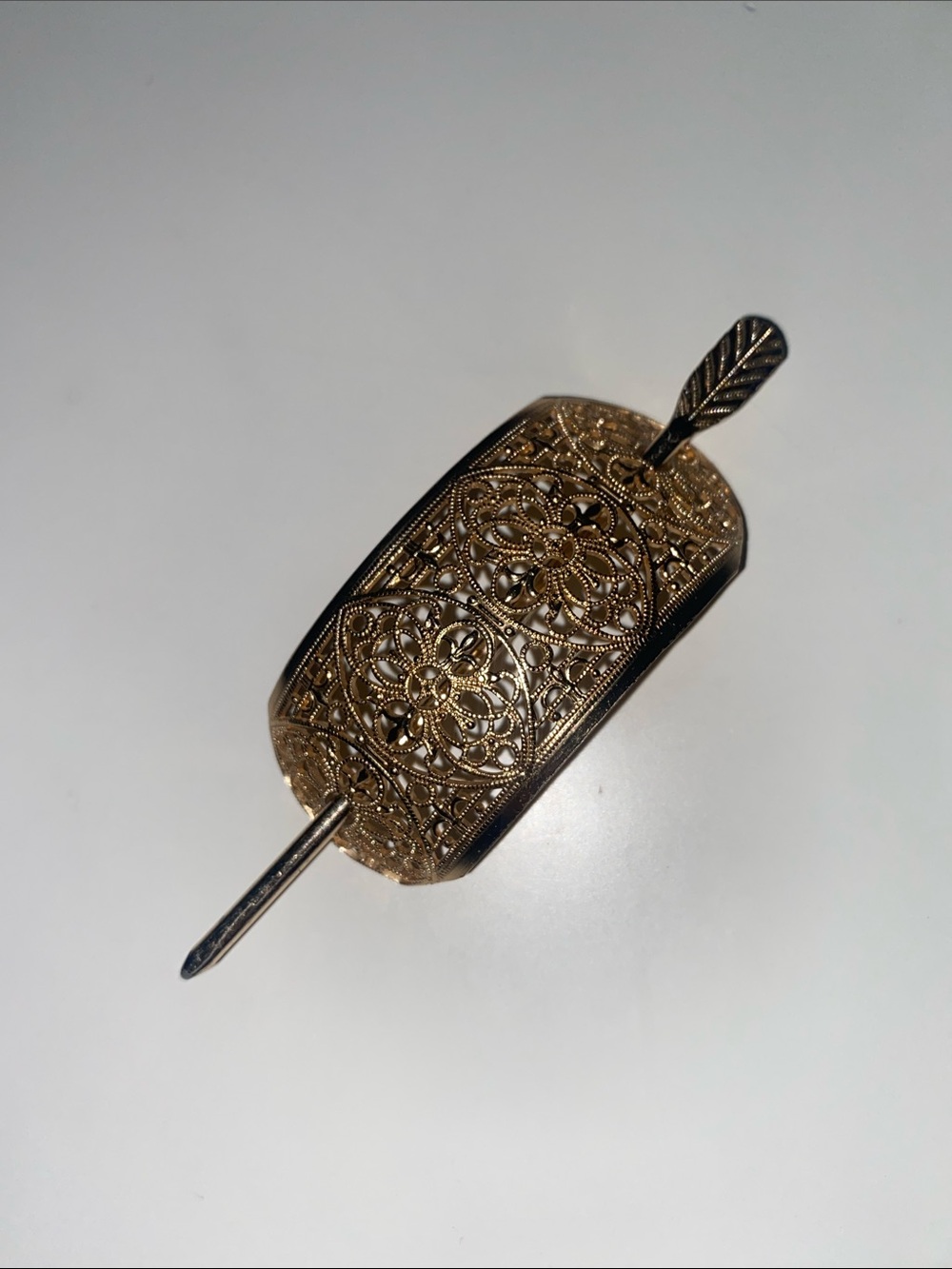 Antique-Inspired Filigree Hair Barrette with Stick Hair Accessories Victorian